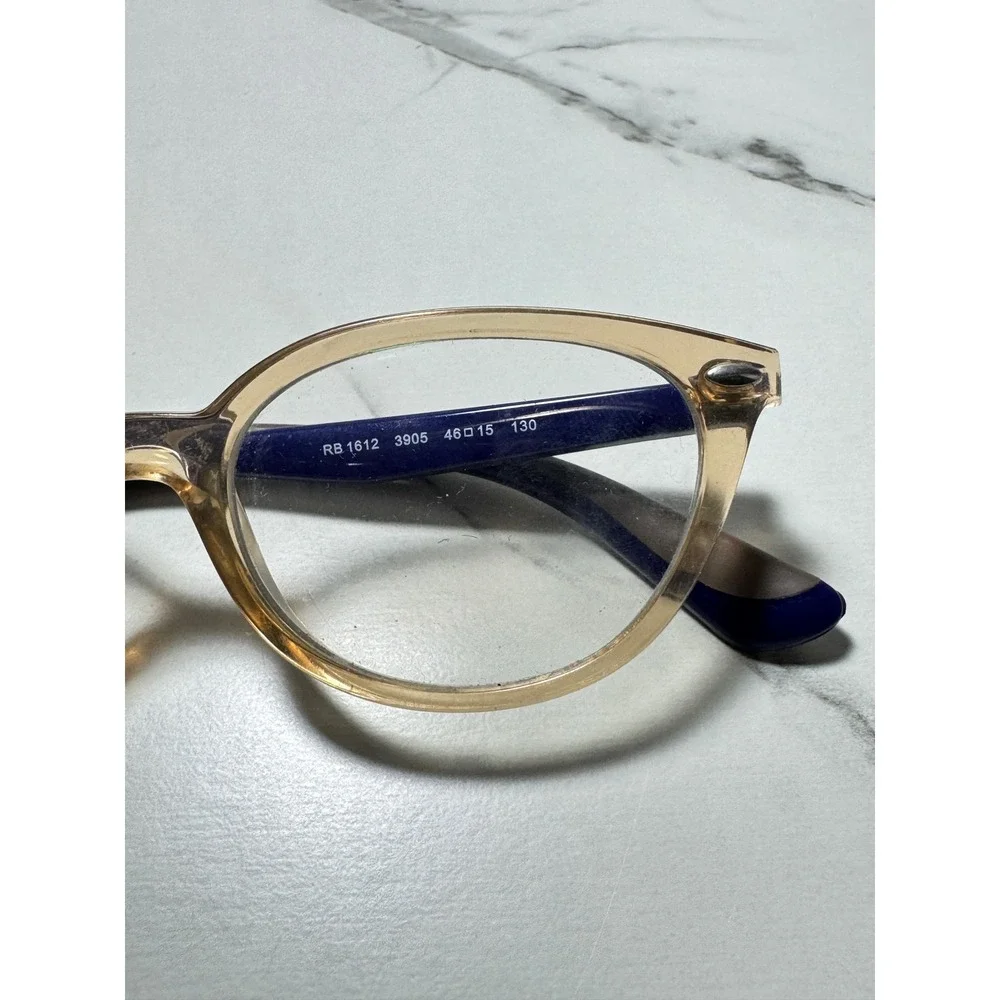Ray-Ban RB 1612 3905 Kids Eyeglasses Honey Navy Blue Cat Eye Frames 46-15 130